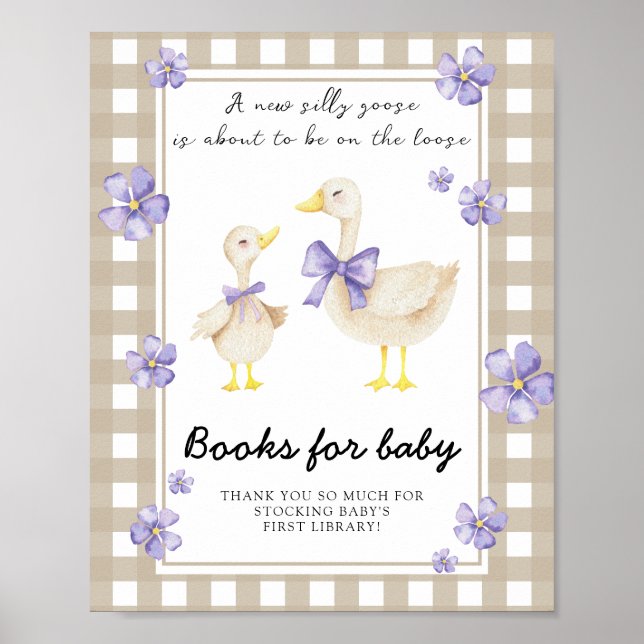 Poster chá de bebê de ganso - livros para bebê (Frente)