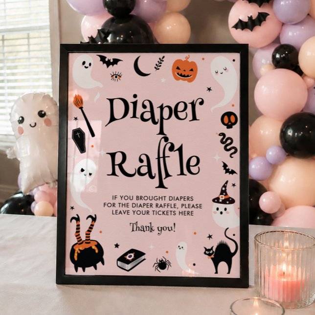 Poster Chá de Bebê de Halloween de Laranja Rosa - Rifas d (Criador carregado)