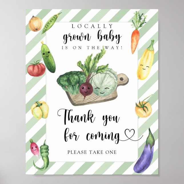 Poster chá de bebê de legumes - Obrigado por vir (Frente)