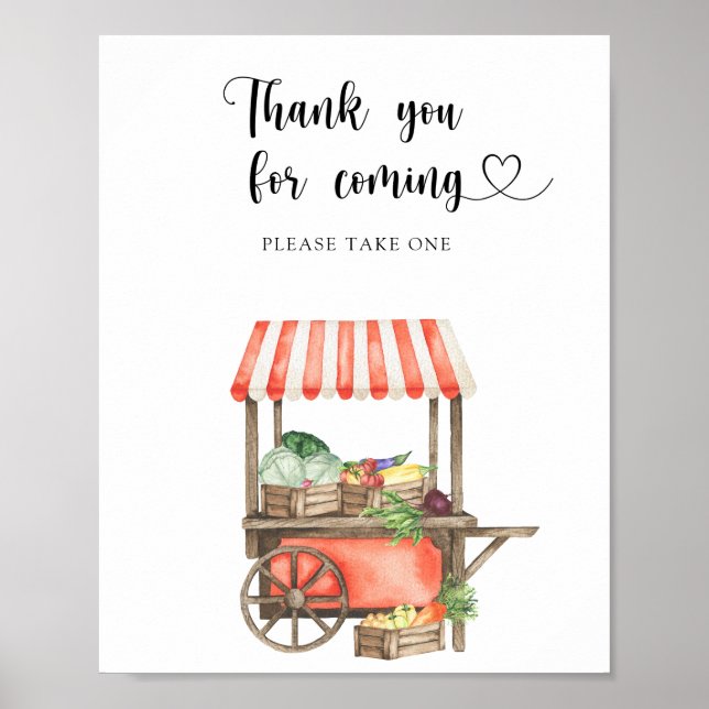 Poster Chá de bebê de legumes - Obrigado por vir (Frente)