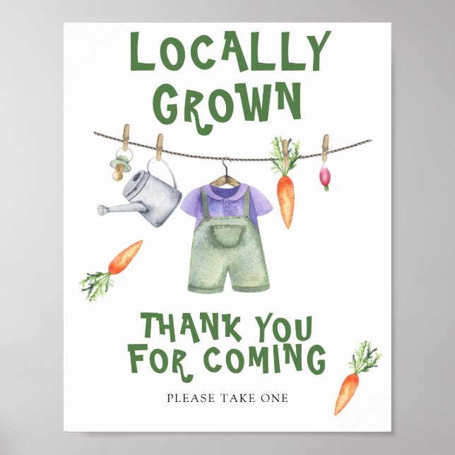 Poster chá de bebê de legumes - Obrigado por vir (Frente)
