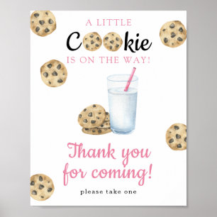 Poster Chá de bebê de leite e biscoitos - Obrigado