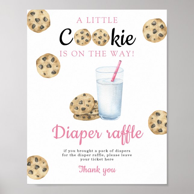 Poster Chá de bebê de leite e biscoitos Sorteio de fralda (Frente)