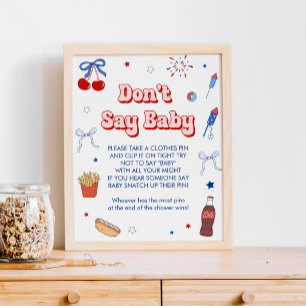Poster Chá de Bebê de Menina de 4 de Julho Não Diga Bebê