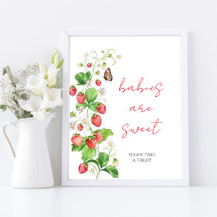 Poster Chá de Bebê de Morango Bebês são doces 