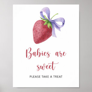 Poster Chá de bebê de morango - bebês são doces