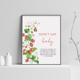 Poster Chá de Bebê de Morango Não diga bebê