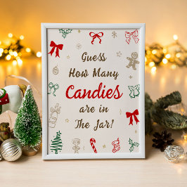 Poster Chá de Bebê de Natal Adivinhe Quantos Doces