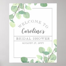 Chá de Bebê de Noiva com Folhagens de Eucalipto Mo