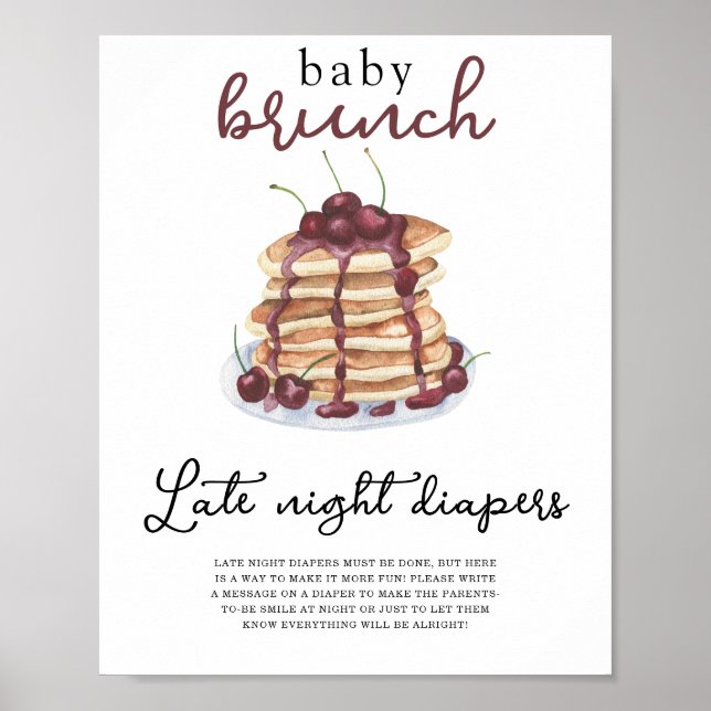 Poster Chá de bebê de panquecas Fraldas tarde da noite (Frente)
