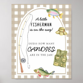 Poster Chá de bebê de pesca - adivinhe quantos doces