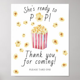 Poster Chá de bebê de pipoca - Obrigado por vir