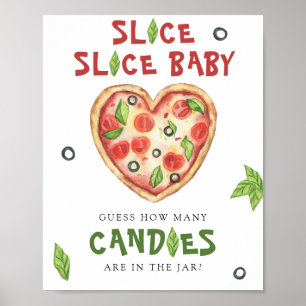 Poster Chá de bebê de pizza - adivinhe quantos doces