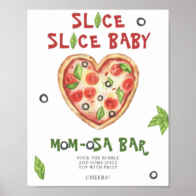 Poster Chá de bebê de pizza - Bar Momosa (Frente)