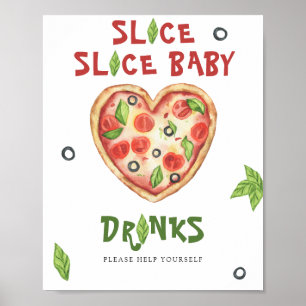 Poster Chá de bebê de pizza - Bebidas sirvam-se