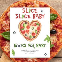 Poster chá de bebê de pizza em aquarela - livros para beb