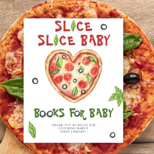 Poster chá de bebê de pizza em aquarela - livros para beb