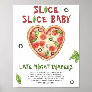 Poster Chá de bebê de pizza - fraldas tarde da noite