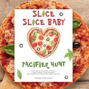 Poster Chá de bebê de pizza - jogo de caça ao chupeta