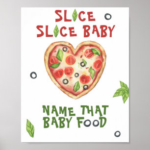 Poster Chá de bebê de pizza - nome aquela comida de bebê