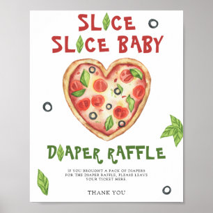 Poster Chá de bebê de pizza - rifa de fraldas