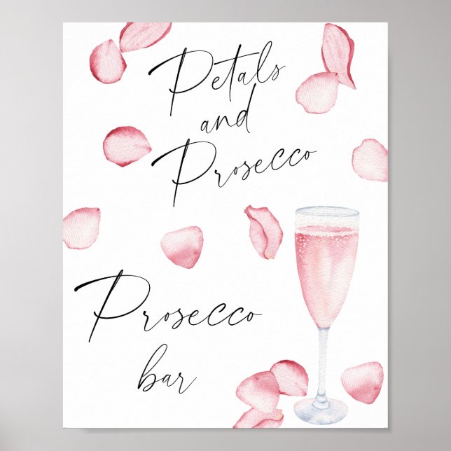 Poster Chá de Bebê de prosecco rosa - Bar de prosecco (Frente)