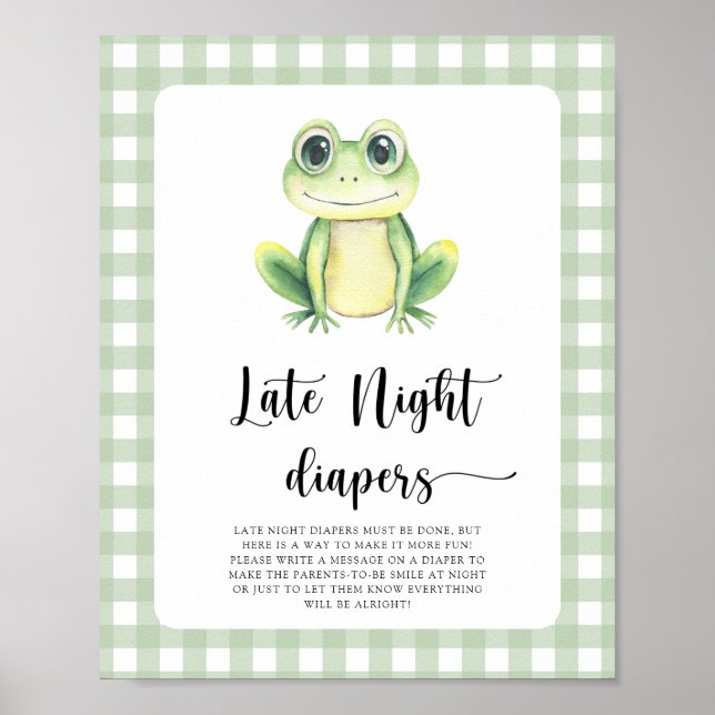 Poster Chá de bebê de sapo - Jogo de fraldas tarde da noi (Frente)