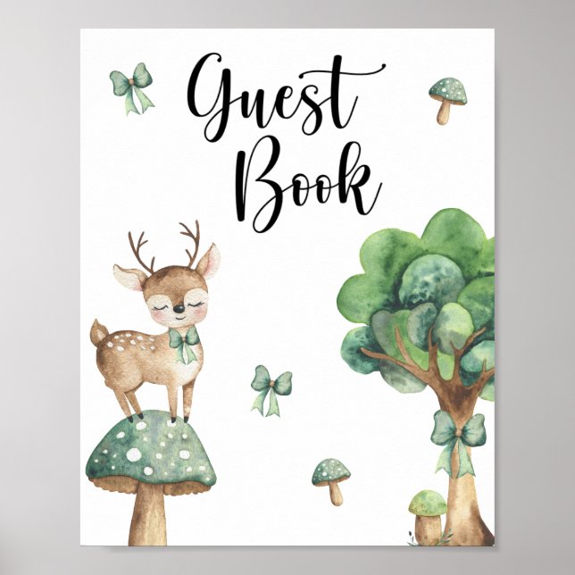 Poster Chá de Bebê de Veado - livro de visitas (Frente)
