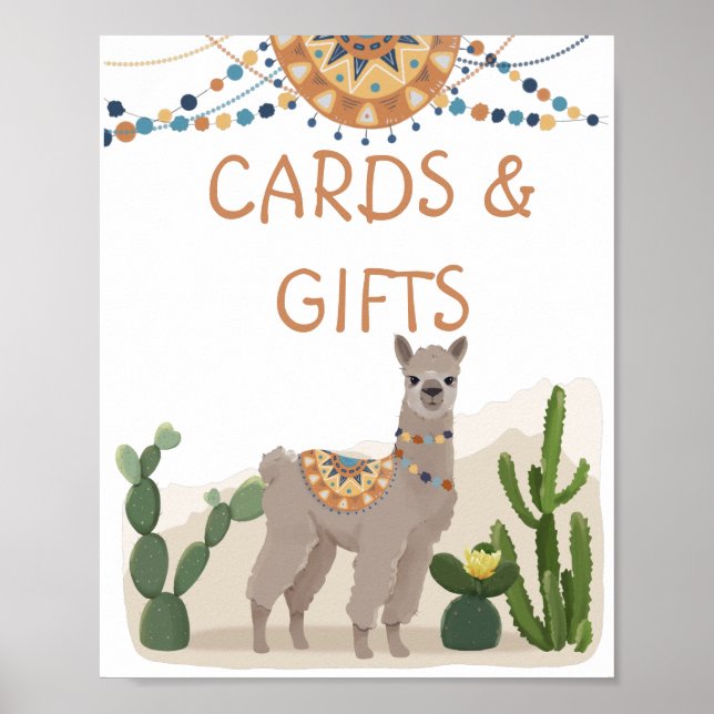Poster Chá de Bebê do Cactus Llama Fiesta  (Frente)