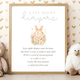 Poster Chá de Bebê do Coelhinho Fofo Fraldas para Tarde d