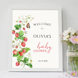 Poster Chá de Bebê do Morango Bem-vindo 