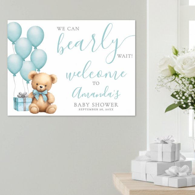 Poster Chá de Bebê do Ursinho de Pelúcia Bem-vindo (Teddy Bear Baby Shower Welcome Poster)