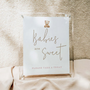 Poster Chá de Bebê do Ursinho Teddy Minimalista Bebês São
