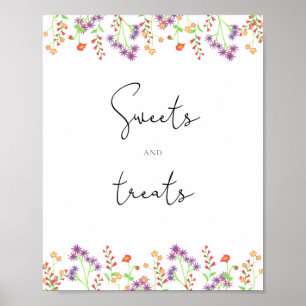 Poster Chá de bebê doces e guloseimas de flores silvestre