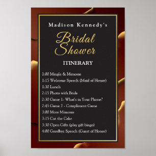 Poster Chá de Bebê Dourado Borgonha 🌿 Tinta Elegante