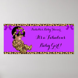Poster Chá de Bebê Fabuloso Bebê Menina Bonita Leopardo 3