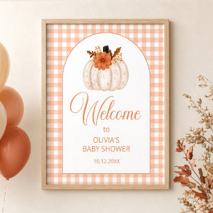 Poster Chá de Bebê Floral Abóbora Bem-Vindo