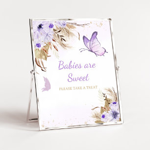Poster Chá de Bebê Floral Borboleta Bebês são Doce Sinal