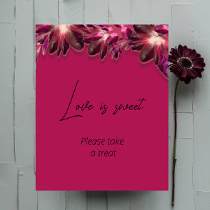 Poster Chá de Bebê Floral Burgundy amor é doce   