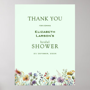 Poster Chá de Bebê Floral de Flores Silvestres Coloridas