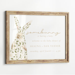 Poster Chá de Bebê Floral de Primavera Somebunny Easter