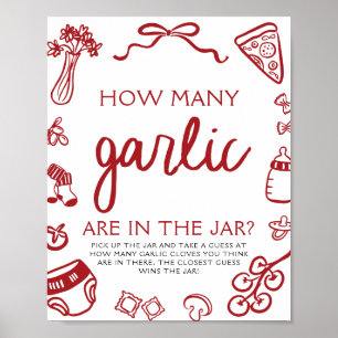Poster Chá de Bebê Italiano Pizza Adivinhe Quantos Alhos