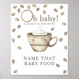 Poster Chá de bebê Kawaii Coffee Baby - Jogo de comida de