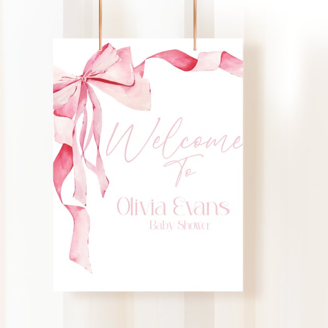 Poster Chá de Bebê Laço Rosa, Chá de Bebê, É uma Menina,  (Criador carregado)
