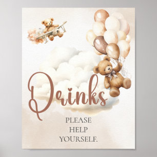 Poster Chá de Bebê Letreiro BEBIDAS SIRVA-SE Você Balão d