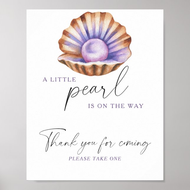 Poster Chá de bebê Little Pearl - Obrigado por vir (Frente)