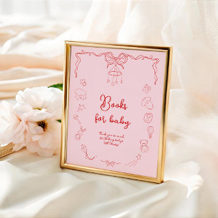 Poster Chá de Bebê Manuscrita, Livros Para Bebê Menina