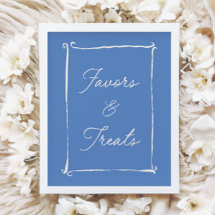 Poster Chá de Bebê Marfim e Azul Vintage - Favors & Treat