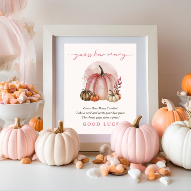 Poster Chá de Bebê Menina Abóbora Doce Rosa Adivinhe Quan (Criador carregado)