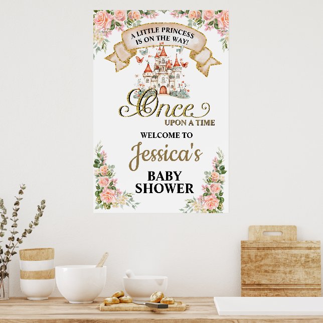 Poster Chá de Bebê Menina Castelo Conto de Fadas Princesa (Cozinha)
